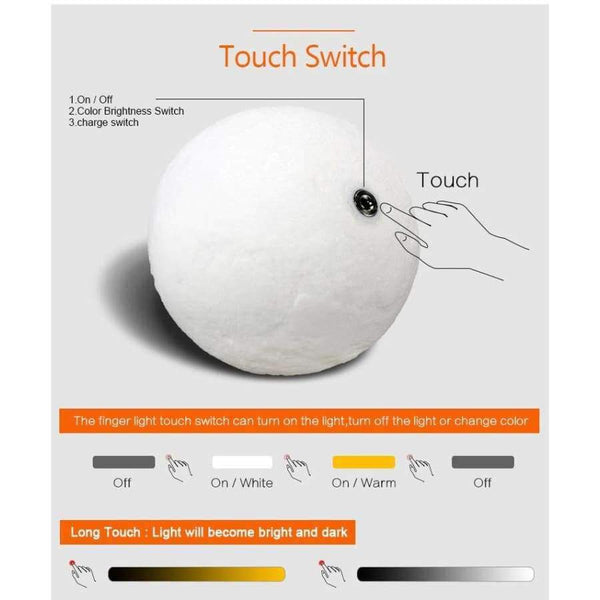 Planet Gates 8CM / China Moon lamp LED light 20CM 18CM 15CM 3D Print USB  Moonlight 2 Colors Changeable Touch Switch Night Light For Creative Gift Home