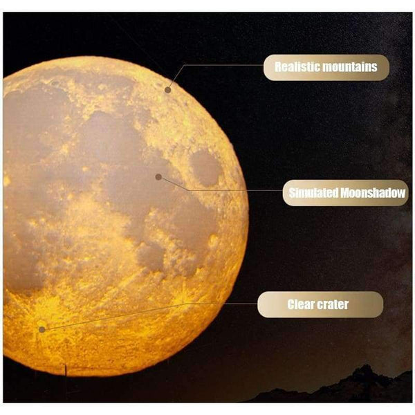 Planet Gates 8CM / China Moon lamp LED light 20CM 18CM 15CM 3D Print USB  Moonlight 2 Colors Changeable Touch Switch Night Light For Creative Gift Home