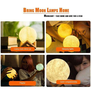 Planet Gates 8CM / China Moon lamp LED light 20CM 18CM 15CM 3D Print USB  Moonlight 2 Colors Changeable Touch Switch Night Light For Creative Gift Home