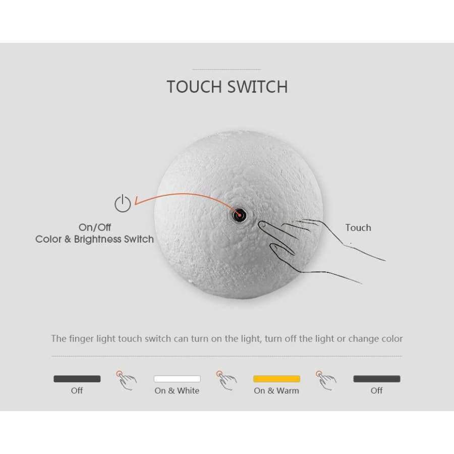 Planet Gates 8CM / China Rechargeable 3D Print Moon Lamp LED Night Light Luna Magic Touch Moonlight 2 Colors Change Bedroom Bookcase Baby Gift Home Decor