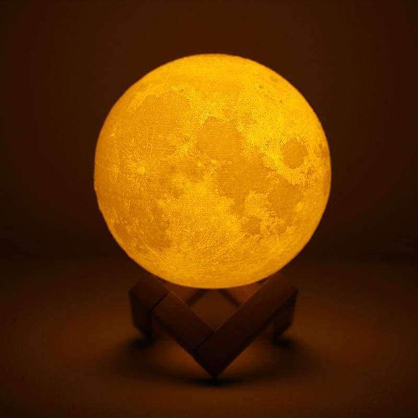 Planet Gates 8cm dobíjecí 3D tisková měsíční lampa LED noční světlo 2 barevné dotykové spínače Luna ložnicové měsíční světlo pro kreativní dárek domácí dekorace