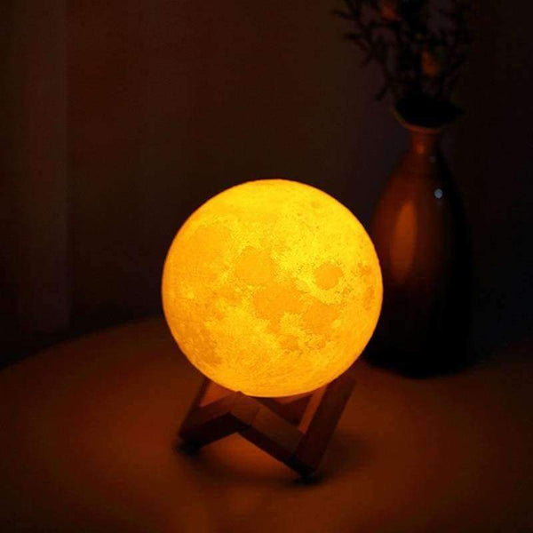 Planet Gates 8cm dobíjecí 3D tisková měsíční lampa LED noční světlo 2 barevné dotykové spínače Luna ložnicové měsíční světlo pro kreativní dárek domácí dekorace