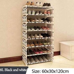 Planet Gates 8L Black and white Simple Multi Layer Shoe rack Nonwovens Easy Assemble Storage Shelf Shoe cabinet fashion bookshelf Living Room Furniture