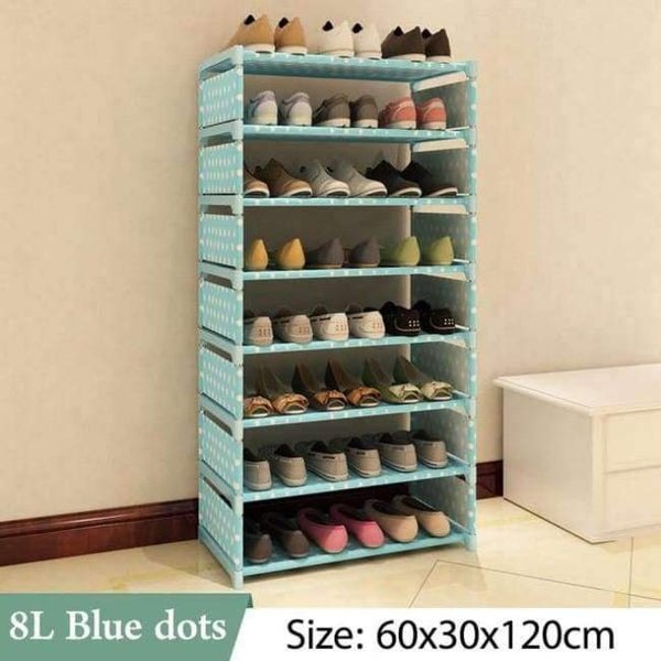 Planet Gates 8L Blue dots Simple Multi Layer Shoe rack Nonwovens Easy Assemble Storage Shelf Shoe cabinet fashion bookshelf Living Room Furniture