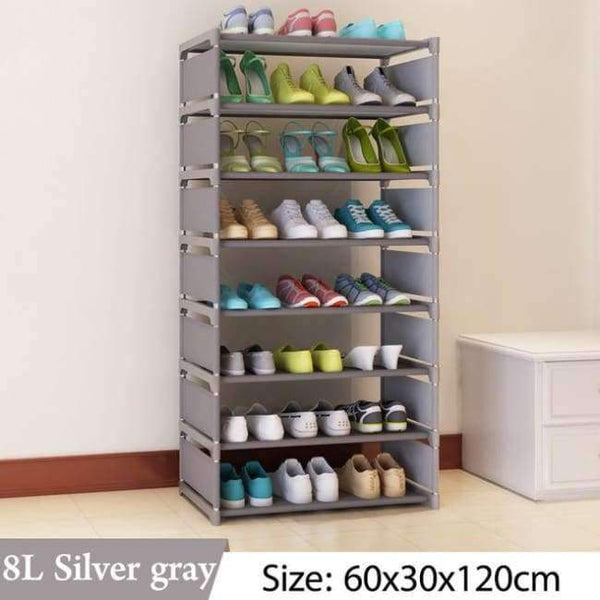 Planet Gates 8L Silver gray Simple Multi Layer Shoe rack Nonwovens Easy Assemble Storage Shelf Shoe cabinet fashion bookshelf Living Room Furniture