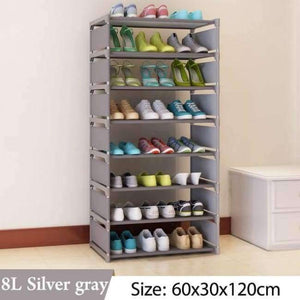Planet Gates 8L Silver gray Simple Multi Layer Shoe rack Nonwovens Easy Assemble Storage Shelf Shoe cabinet fashion bookshelf Living Room Furniture