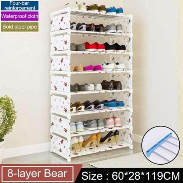 Planet Gates 8L White bear Multi-layer Shoe Rack Household Economic Dustproof Shoe Cabinet Space saving Doorway Shoe Rack Storage Cabinet Furniture