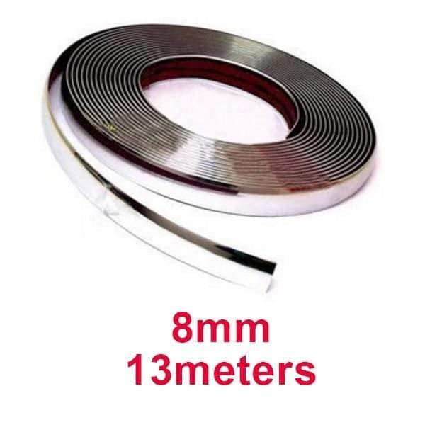 Planet Gates 8mm 13M Silver Car Chrome Styling Decoration Moulding Trim Strip Tape Auto DIY Protective Sticker 6mm 8mm 10mm 12mm 15mm 20mm 30mm