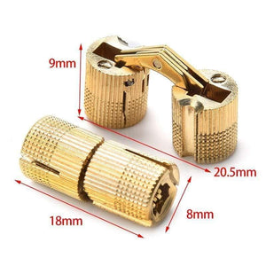 Planet Gates 8mm 4PCS NAIERDI Copper Brass Furniture Hinges 8-18mm Cylindrical Hidden Cabinet Concealed Invisible Door Box Hinges For Hardware
