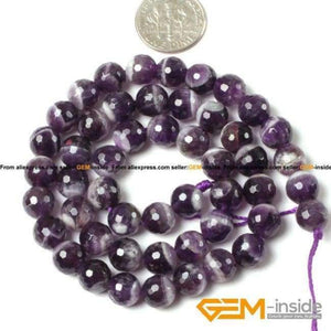 Planet Gates 8mm Round Faceted Dream Lace Amethysts,Selectable 8mm 10mm 12mm,Fashion Jewelry Beads For DIY Bracelet Making Strand 15 Inch