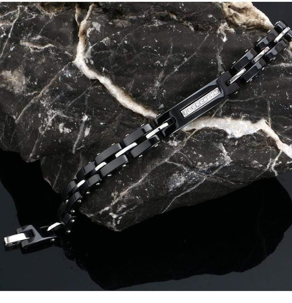 Planet Gates 8MM Width New Ceramic Bracelets With Bling Rhinestone Good Quality Black White Ceramic Women Bracelet With Watch Chain For Women