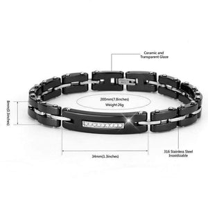 Planet Gates 8MM Width New Ceramic Bracelets With Bling Rhinestone Good Quality Black White Ceramic Women Bracelet With Watch Chain For Women