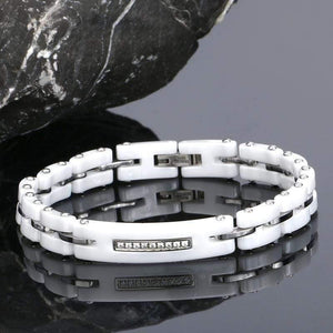 Planet Gates 8MM Width New Ceramic Bracelets With Bling Rhinestone Good Quality Black White Ceramic Women Bracelet With Watch Chain For Women