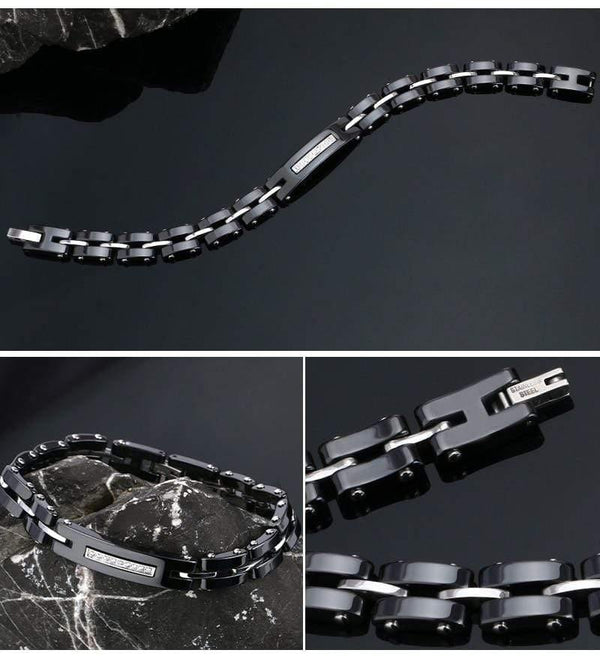 Planet Gates 8MM Width New Ceramic Bracelets With Bling Rhinestone Good Quality Black White Ceramic Women Bracelet With Watch Chain For Women
