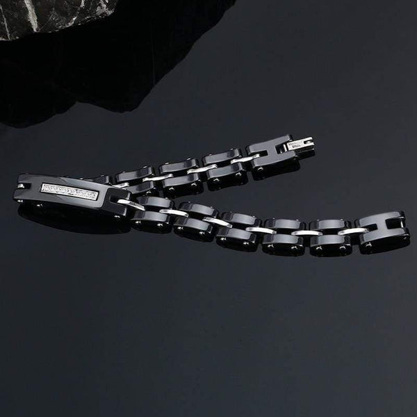 Planet Gates 8MM Width New Ceramic Bracelets With Bling Rhinestone Good Quality Black White Ceramic Women Bracelet With Watch Chain For Women