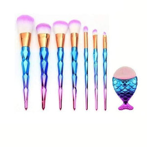 Planet Gates 8pcs 13Pcs Unicorn Diamond Makeup Brush Set Mermaid Foundation Powder Cosmetics Rainbow Eyeshadow Face Kabuki Make Up Brush Tools Kit