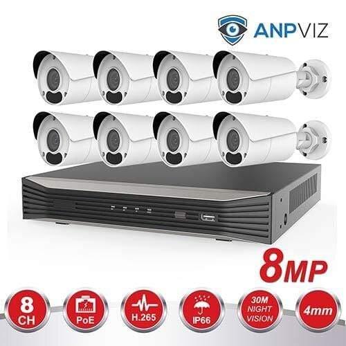 Planet Gates 8PCS 4K Bullet KIT / None HD 4K CCTV Camera System 8MP Outdoor Bullet IP Camera POE Home Security Video Surveillance Set IP66 P2P