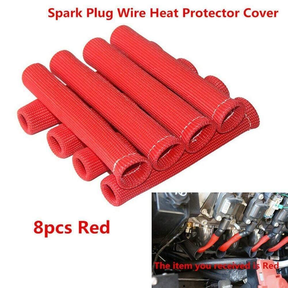 Planet Gates 8pcs Black Red Blue 1200 Universal Spark Plug Wire Boots Heat Shield Protector Sleeve  For GM Chevy Ford