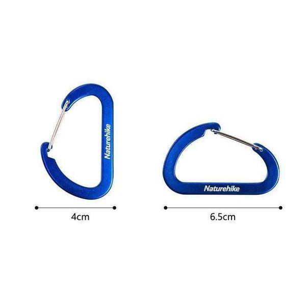Planet Gates 8Pcs Blue 8 Pcs Naturehike Flat D Shape Camping Carabiner Aluminum Survival Camping Equipment EDC Paracord Buckles Hooks Key Chain 6.5cm