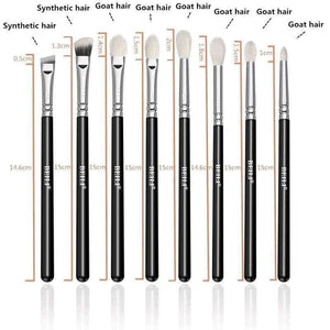Planet Gates 8pcs Classic Black Pro tool Goat synthetic Hair Eye shadow Brow Blending smoky Makeup Brush Set