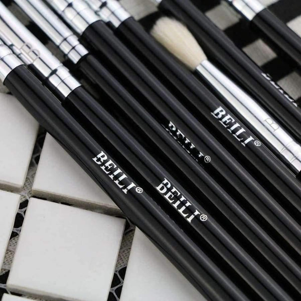 Planet Gates 8pcs Classic Black Pro tool Goat synthetic Hair Eye shadow Brow Blending smoky Makeup Brush Set