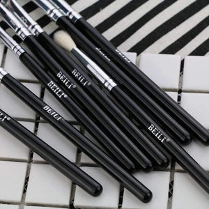 Planet Gates 8pcs Classic Black Pro tool Goat synthetic Hair Eye shadow Brow Blending smoky Makeup Brush Set