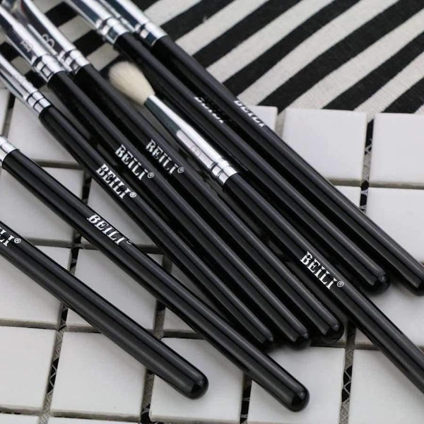 Planet Gates 8pcs Classic Black Pro tool Goat synthetic Hair Eye shadow Brow Blending smoky Makeup Brush Set