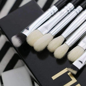 Planet Gates 8pcs Classic Black Pro tool Goat synthetic Hair Eye shadow Brow Blending smoky Makeup Brush Set