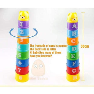 Planet Gates 8PCS Educational Baby Toys 6Month+ Figures Letters Foldind Stack Cup Tower Children Early Intelligence