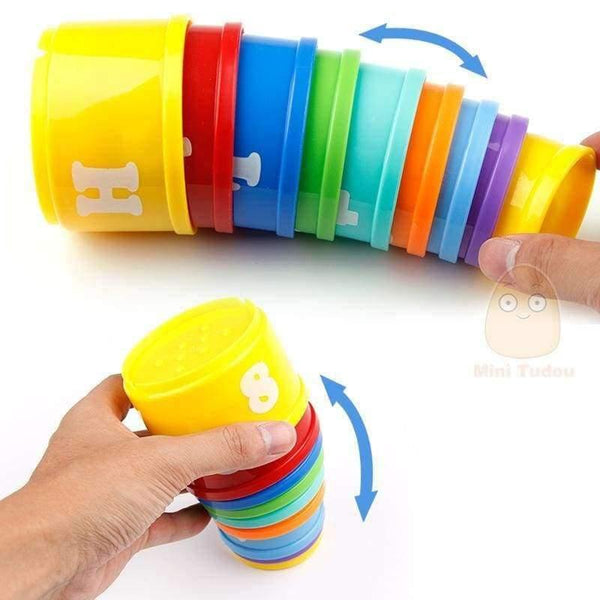 Planet Gates 8PCS Educational Baby Toys 6Month+ Figures Letters Foldind Stack Cup Tower Children Early Intelligence