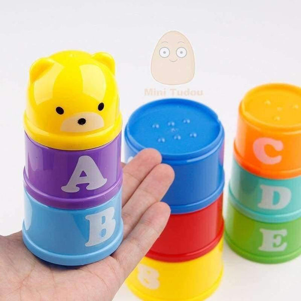 Planet Gates 8PCS Educational Baby Toys 6Month+ Figures Letters Foldind Stack Cup Tower Children Early Intelligence
