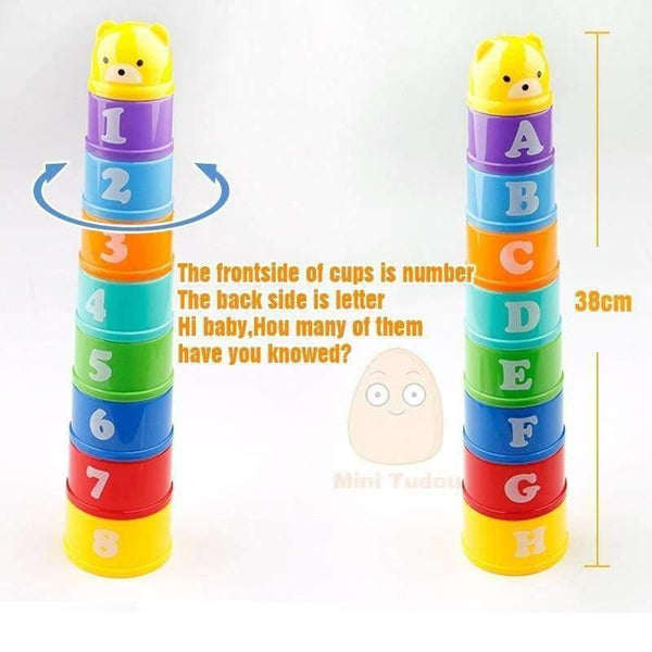 Planet Gates 8PCS Educational Baby Toys 6Month+ Figures Letters Foldind Stack Cup Tower Children Early Intelligence