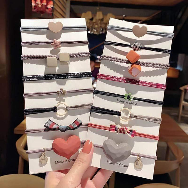 8PCS Koean Style Cute Elastic Hair Bands For Women Ponytail Holder Tie Gum Scrunchie Rubber Bands Girls Hair Accessories