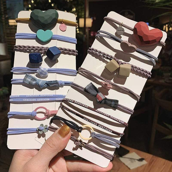 8PCS Koean Style Cute Elastic Hair Bands For Women Ponytail Holder Tie Gum Scrunchie Rubber Bands Girls Hair Accessories