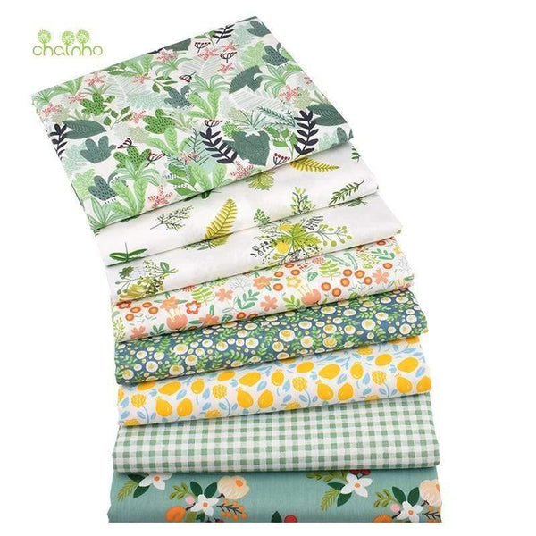 Planet Gates 8pcs/Lot,Printed Twill Cotton Fabric,40x50cm,Patchwork Cloth For DIY Quilting Sewing Baby &Children's Material,Green Summer Time