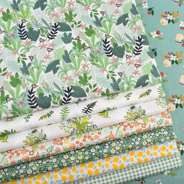 Planet Gates 8pcs/Lot,Printed Twill Cotton Fabric,40x50cm,Patchwork Cloth For DIY Quilting Sewing Baby &Children's Material,Green Summer Time