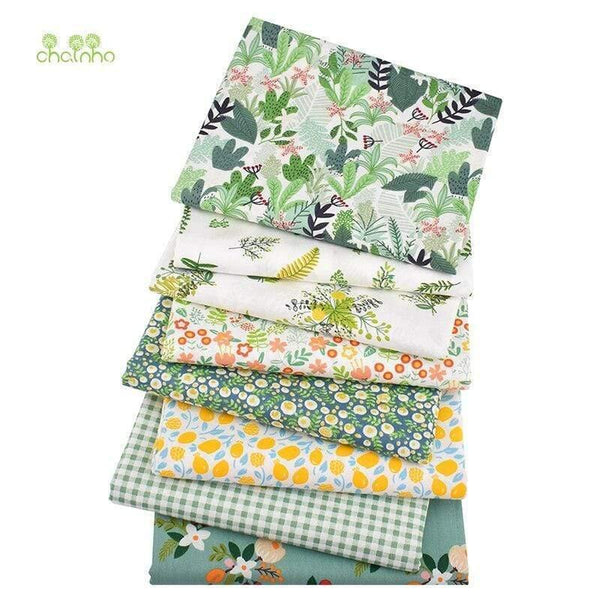 Planet Gates 8pcs/Lot,Printed Twill Cotton Fabric,40x50cm,Patchwork Cloth For DIY Quilting Sewing Baby &Children's Material,Green Summer Time