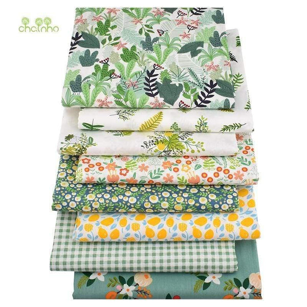 Planet Gates 8pcs/Lot,Printed Twill Cotton Fabric,40x50cm,Patchwork Cloth For DIY Quilting Sewing Baby &Children's Material,Green Summer Time
