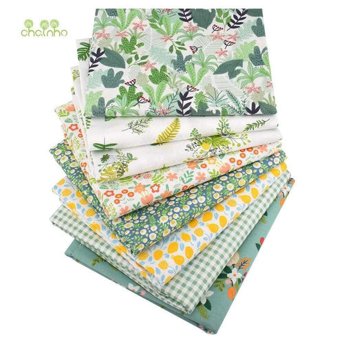 Planet Gates 8pcs/Lot,Printed Twill Cotton Fabric,40x50cm,Patchwork Cloth For DIY Quilting Sewing Baby &Children's Material,Green Summer Time