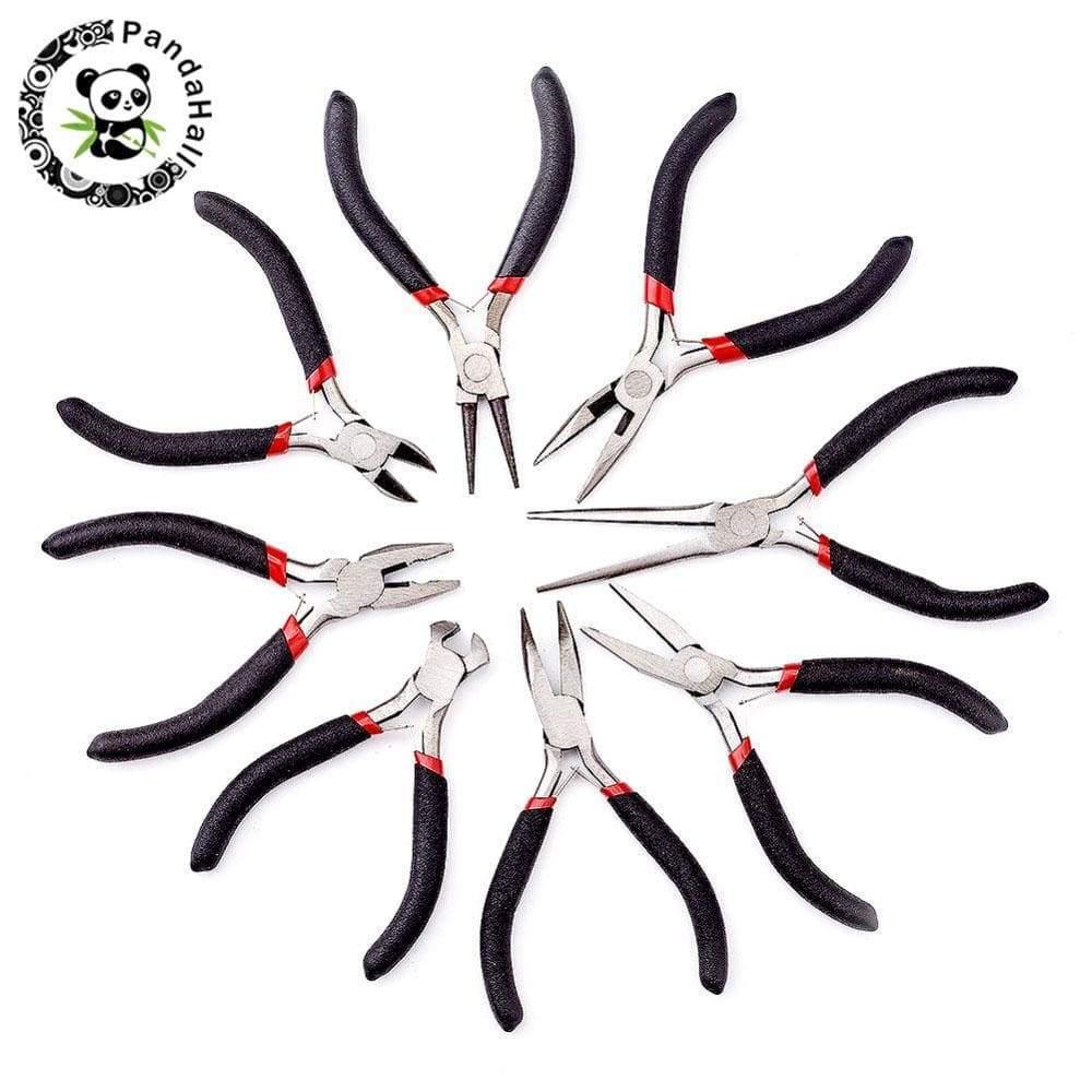 Planet Gates 8pcs/set Jewelry Pliers Tool Carbon Steel Black Pliers Sets For Beading DIY Making Hand Flat Nose Round Nose Pliers Wire Cutter
