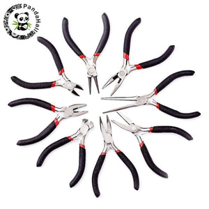 Planet Gates 8pcs/set Jewelry Pliers Tool Carbon Steel Black Pliers Sets For Beading DIY Making Hand Flat Nose Round Nose Pliers Wire Cutter