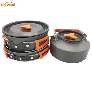 Planet Gates 8pcs/set Portable 2-3 Persons Cookware Bowl Pot Spoon for Outdoor Camping Hiking Backpacking Travel Tableware Picnic Accessories