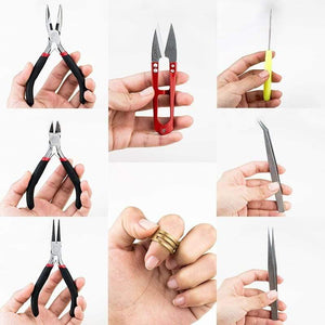 Planet Gates 8PCS Stainless Jewelry making Tools Set with Plier ,Round Nose Plier,Scissor tweezers Beading Tool Kit for bracelet necklace DIY