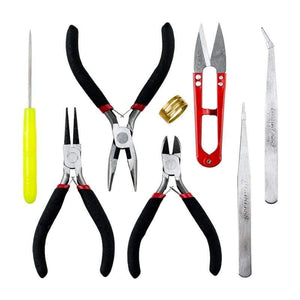 Planet Gates 8PCS Stainless Jewelry making Tools Set with Plier ,Round Nose Plier,Scissor tweezers Beading Tool Kit for bracelet necklace DIY