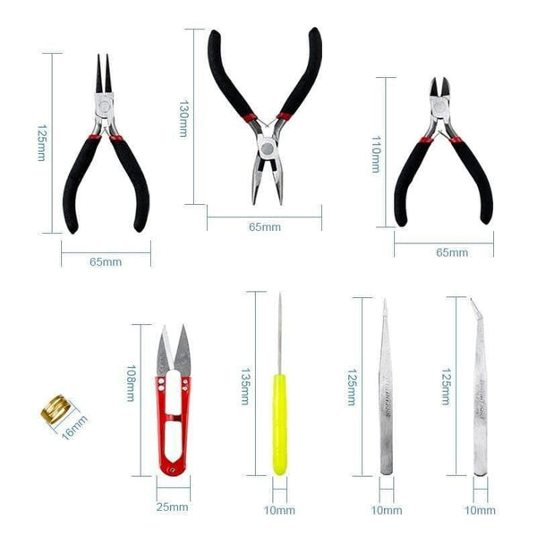 Planet Gates 8PCS Stainless Jewelry making Tools Set with Plier ,Round Nose Plier,Scissor tweezers Beading Tool Kit for bracelet necklace DIY