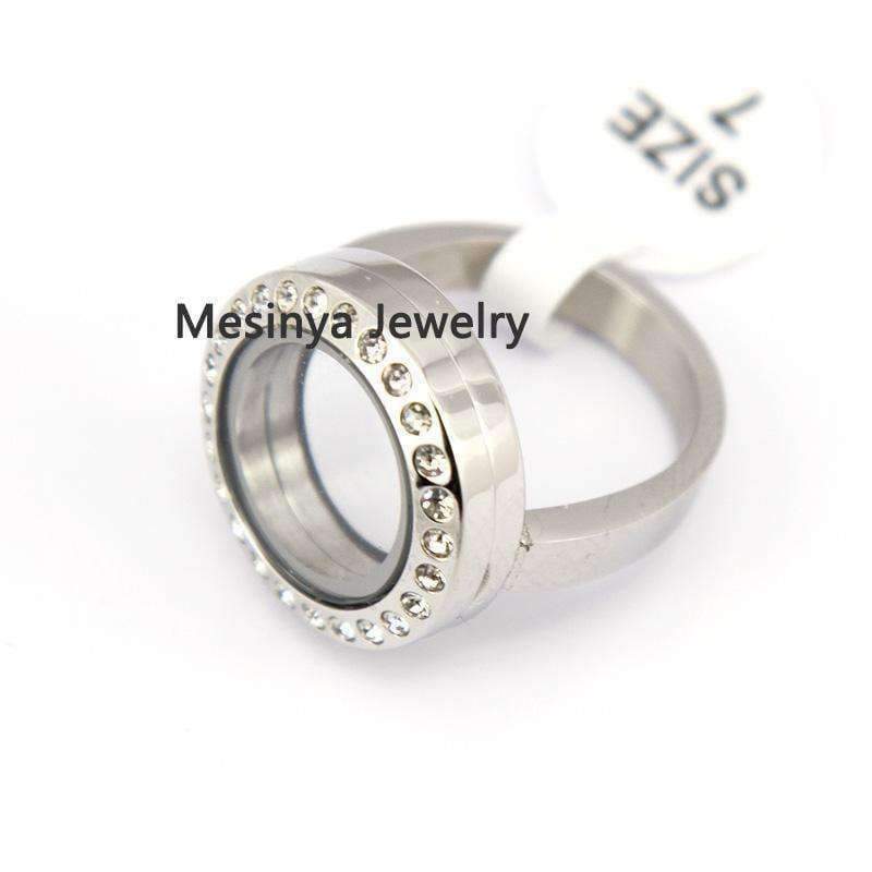 Planet Gates 8pcs US size 7 8 9 10 each 2 pcs  strong magnet genuine czech crystal 316L s.steel glass locket ring for floating charms