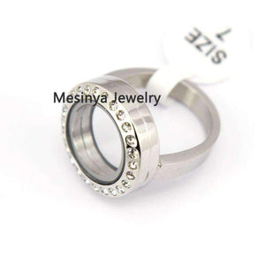 Planet Gates 8pcs US size 7 8 9 10 each 2 pcs  strong magnet genuine czech crystal 316L s.steel glass locket ring for floating charms
