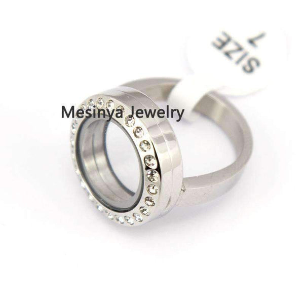 Planet Gates 8pcs US size 7 8 9 10 each 2 pcs  strong magnet genuine czech crystal 316L s.steel glass locket ring for floating charms
