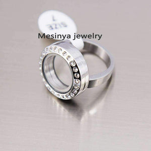 Planet Gates 8pcs US size 7 8 9 10 each 2 pcs  strong magnet genuine czech crystal 316L s.steel glass locket ring for floating charms