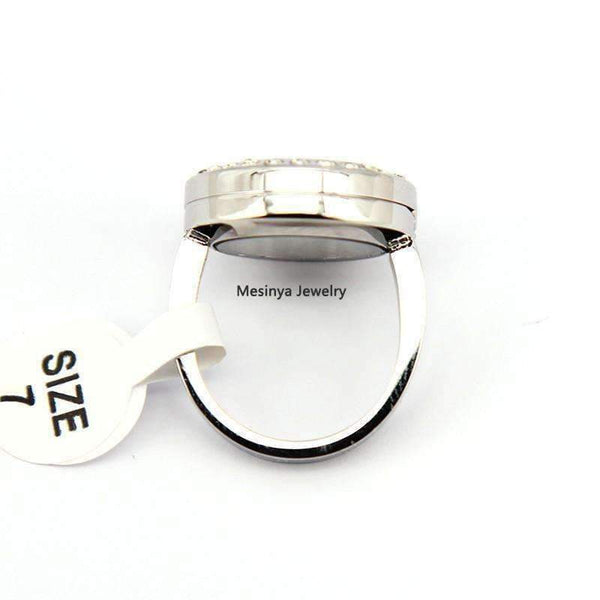 Planet Gates 8pcs US size 7 8 9 10 each 2 pcs  strong magnet genuine czech crystal 316L s.steel glass locket ring for floating charms